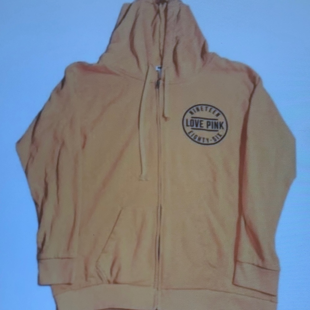 PINK Victoria's Secret Men's Yellow Zip-Up Hoodie